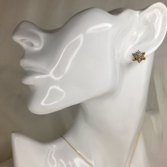 10k Diamond Ring/Earrings/Pendant Snowflake Set - Sz 5.5 - Great Winter Gift! - Picture 6 of 16